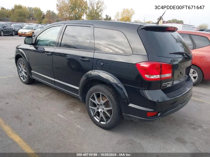 2015 Dodge Journey R/T VIN: 3C4PDDEG0FT671647 Lot: 40719186