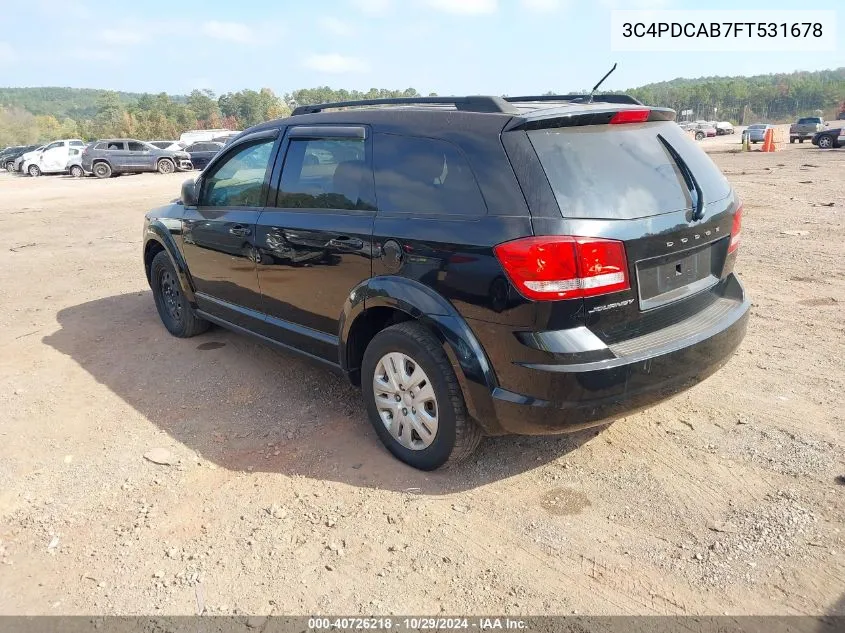 2015 Dodge Journey Se VIN: 3C4PDCAB7FT531678 Lot: 40726218