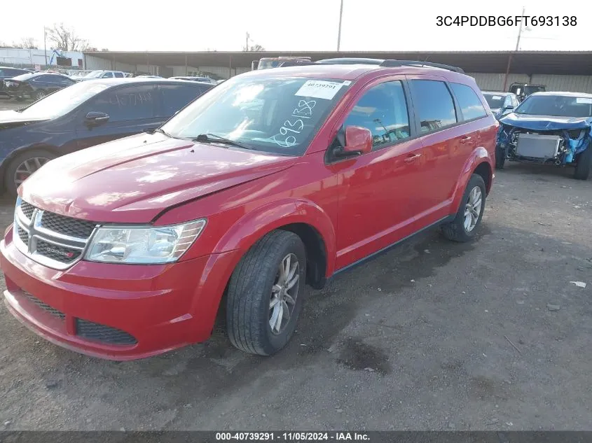 2015 Dodge Journey Sxt VIN: 3C4PDDBG6FT693138 Lot: 40739291