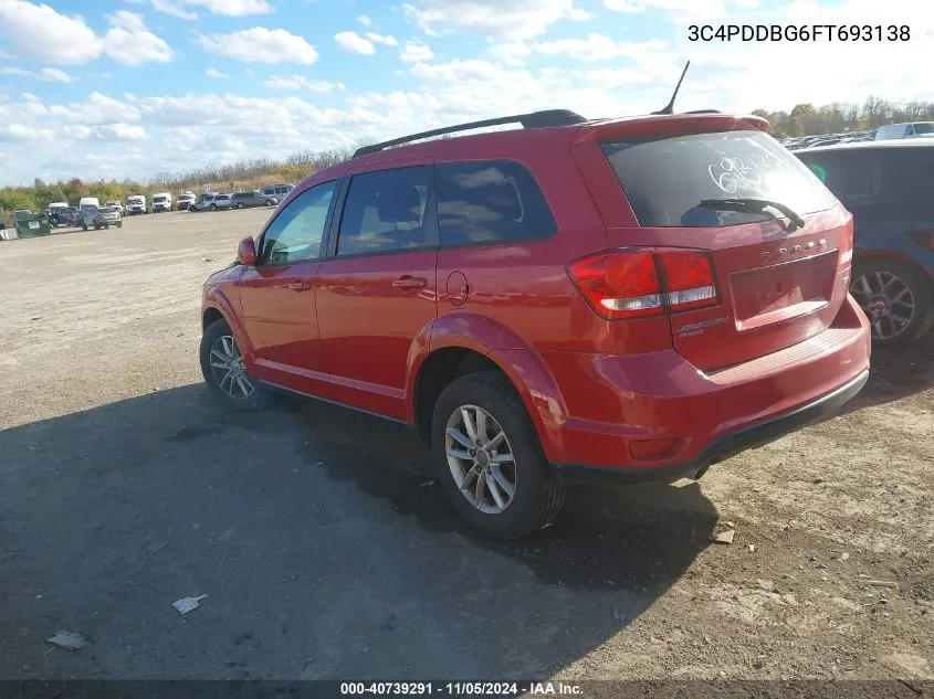 2015 Dodge Journey Sxt VIN: 3C4PDDBG6FT693138 Lot: 40739291