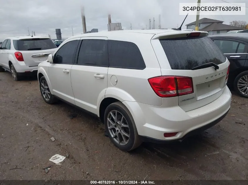 2015 Dodge Journey R/T VIN: 3C4PDCEG2FT630981 Lot: 40752016