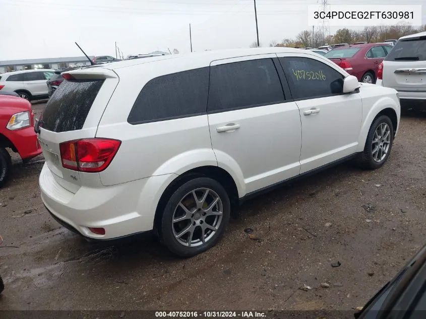 2015 Dodge Journey R/T VIN: 3C4PDCEG2FT630981 Lot: 40752016