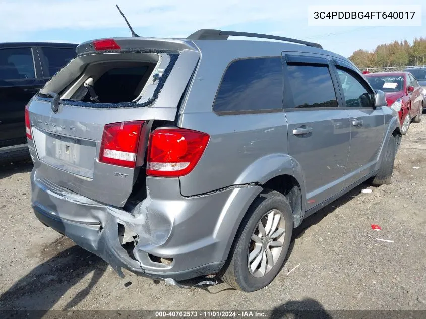 2015 Dodge Journey Sxt VIN: 3C4PDDBG4FT640017 Lot: 40762573