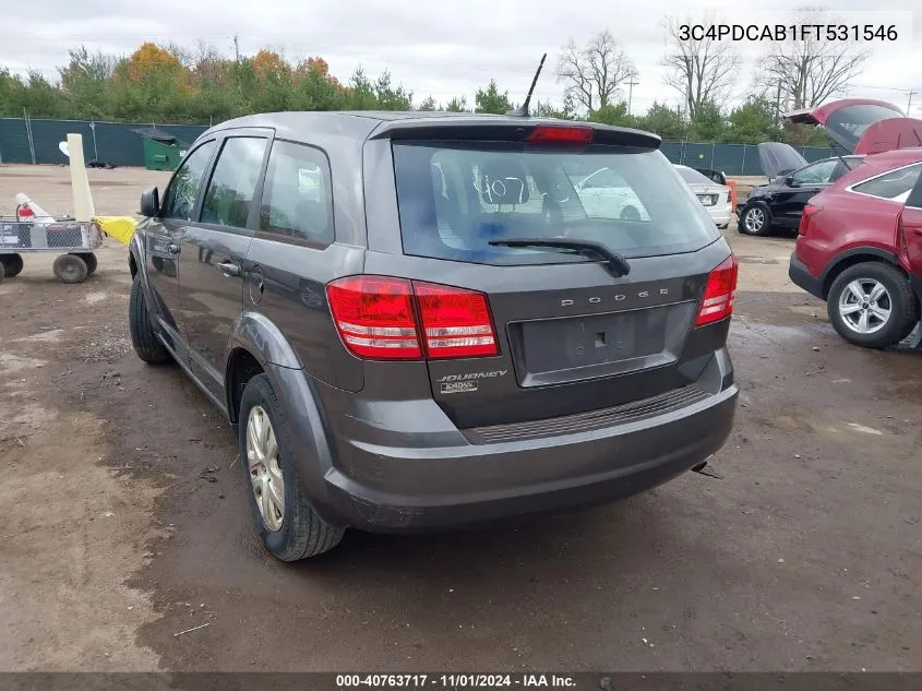 2015 Dodge Journey American Value Pkg VIN: 3C4PDCAB1FT531546 Lot: 40763717