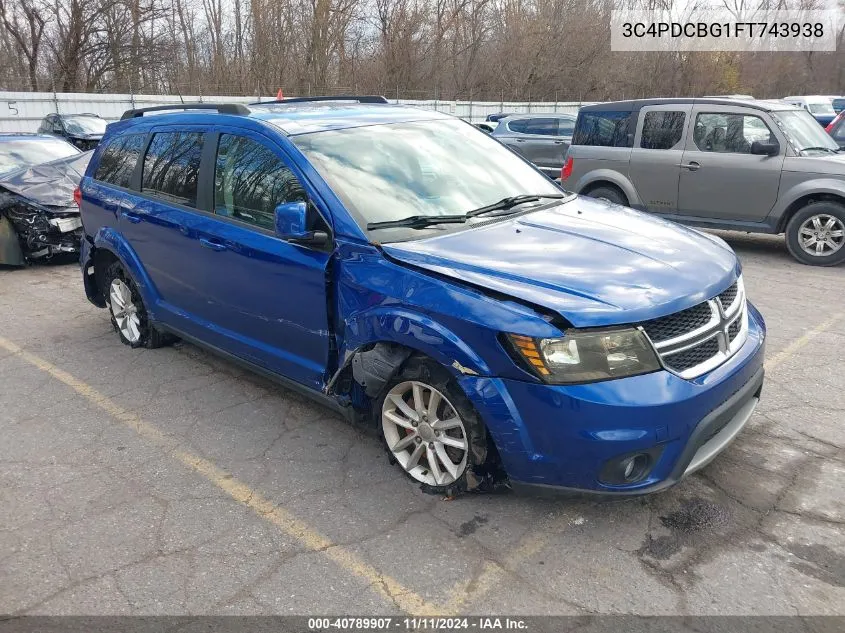 2015 Dodge Journey Sxt VIN: 3C4PDCBG1FT743938 Lot: 40789907