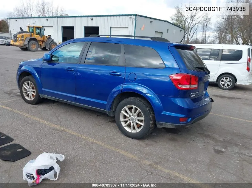 2015 Dodge Journey Sxt VIN: 3C4PDCBG1FT743938 Lot: 40789907