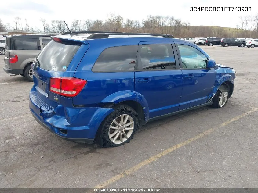 2015 Dodge Journey Sxt VIN: 3C4PDCBG1FT743938 Lot: 40789907