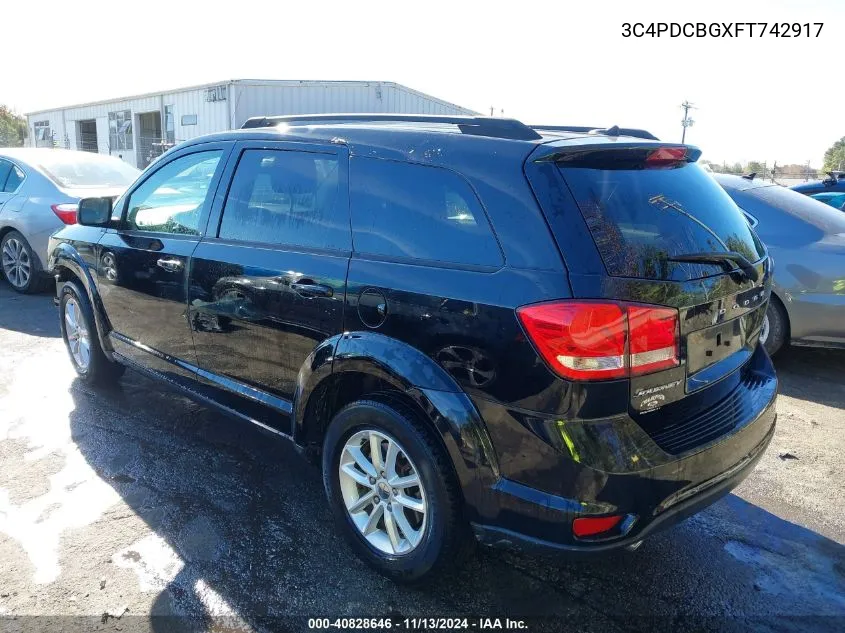 2015 Dodge Journey Sxt VIN: 3C4PDCBGXFT742917 Lot: 40828646