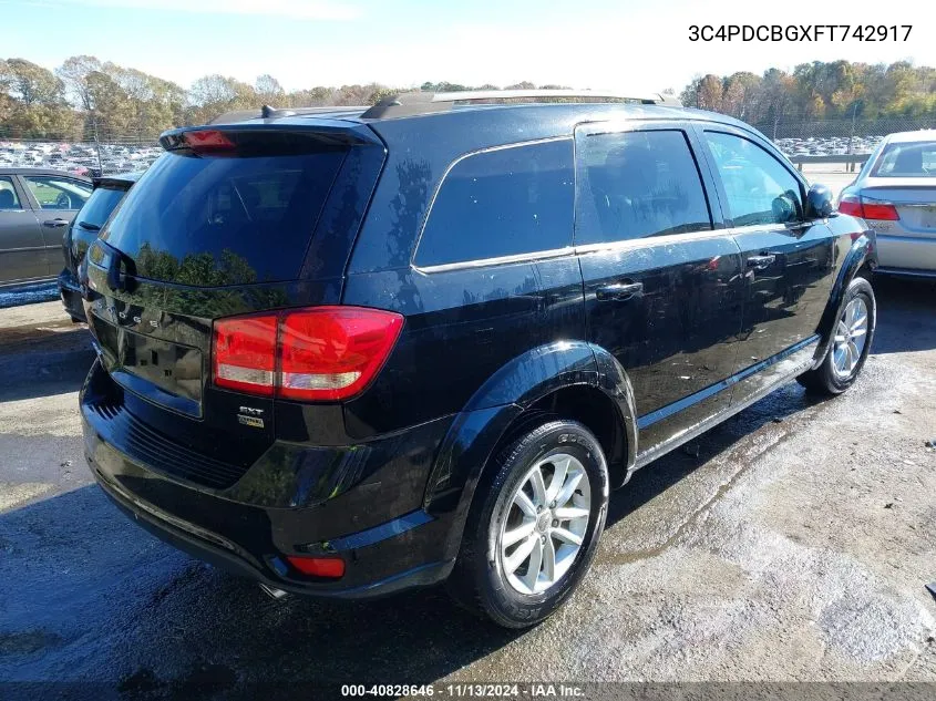 2015 Dodge Journey Sxt VIN: 3C4PDCBGXFT742917 Lot: 40828646