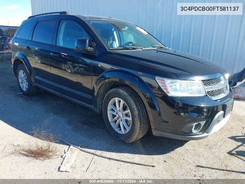 2015 Dodge Journey Sxt VIN: 3C4PDCBG0FT581137 Lot: 40830650