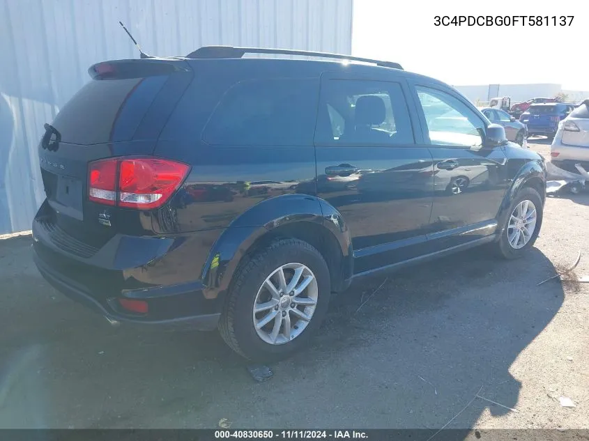 2015 Dodge Journey Sxt VIN: 3C4PDCBG0FT581137 Lot: 40830650