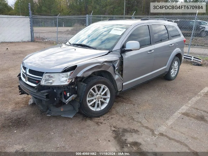 2015 Dodge Journey Sxt VIN: 3C4PDCBG4FT670984 Lot: 40881662