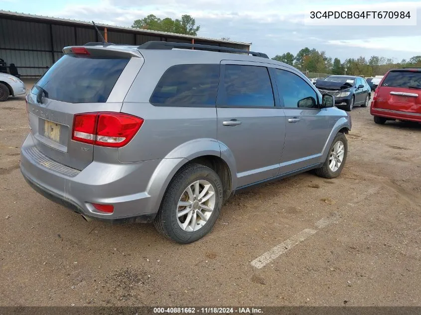 2015 Dodge Journey Sxt VIN: 3C4PDCBG4FT670984 Lot: 40881662