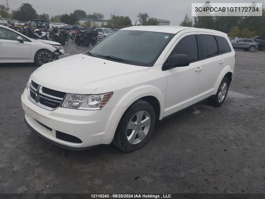 2016 Dodge Journey Se VIN: 3C4PDCAB1GT172734 Lot: 12110243