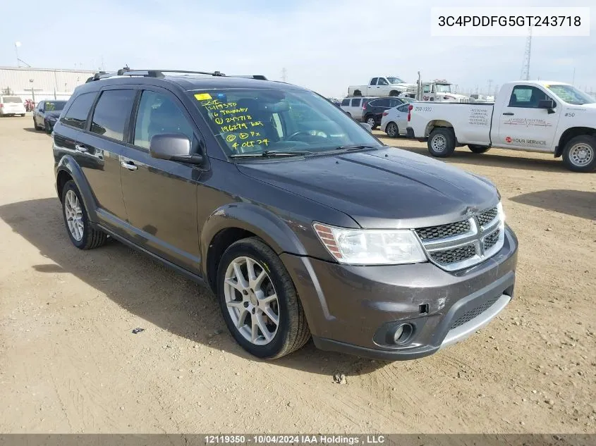 2016 Dodge Journey R/T VIN: 3C4PDDFG5GT243718 Lot: 12119350