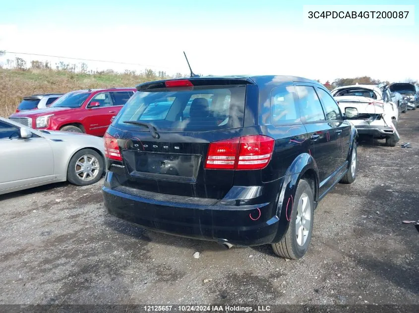 2016 Dodge Journey Cvp/Se Plus VIN: 3C4PDCAB4GT200087 Lot: 12125657