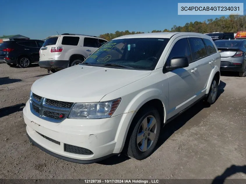 2016 Dodge Journey Cvp/Se Plus VIN: 3C4PDCAB4GT234031 Lot: 12128735