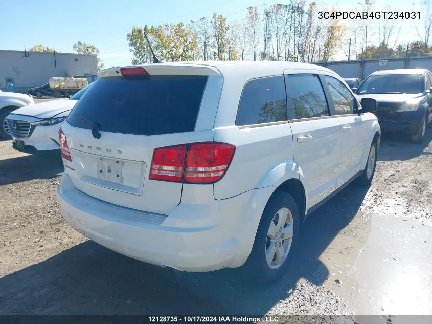 2016 Dodge Journey Cvp/Se Plus VIN: 3C4PDCAB4GT234031 Lot: 12128735