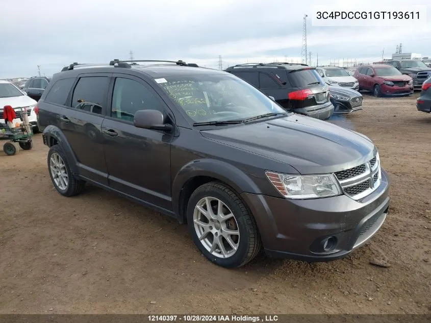 2016 Dodge Journey Sxt/Limited VIN: 3C4PDCCG1GT193611 Lot: 12140397