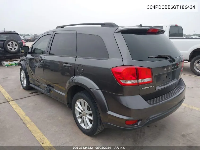 2016 Dodge Journey Sxt VIN: 3C4PDCBB6GT186434 Lot: 39324922