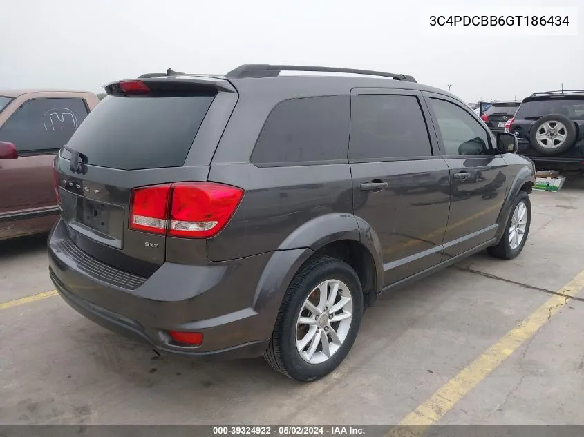 2016 Dodge Journey Sxt VIN: 3C4PDCBB6GT186434 Lot: 39324922