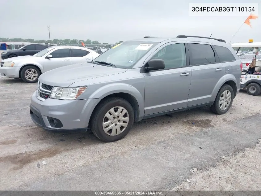 2016 Dodge Journey Se VIN: 3C4PDCAB3GT110154 Lot: 39465535