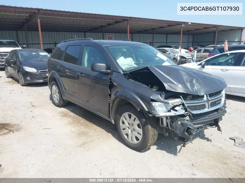 2016 Dodge Journey Se VIN: 3C4PDCAB6GT107930 Lot: 39819193