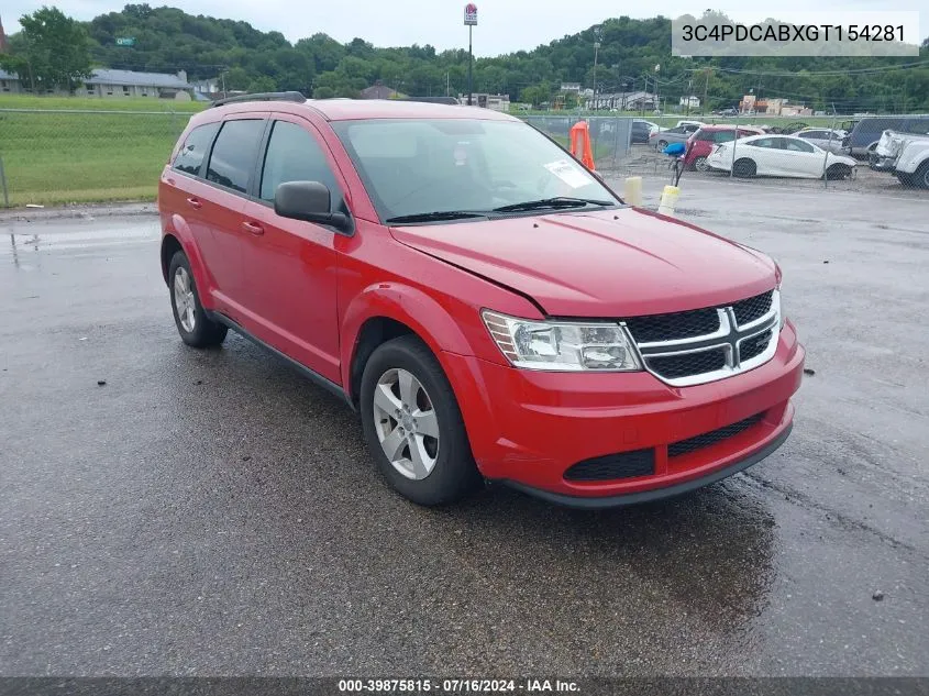 2016 Dodge Journey Se VIN: 3C4PDCABXGT154281 Lot: 39875815