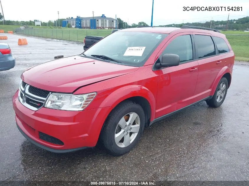 2016 Dodge Journey Se VIN: 3C4PDCABXGT154281 Lot: 39875815