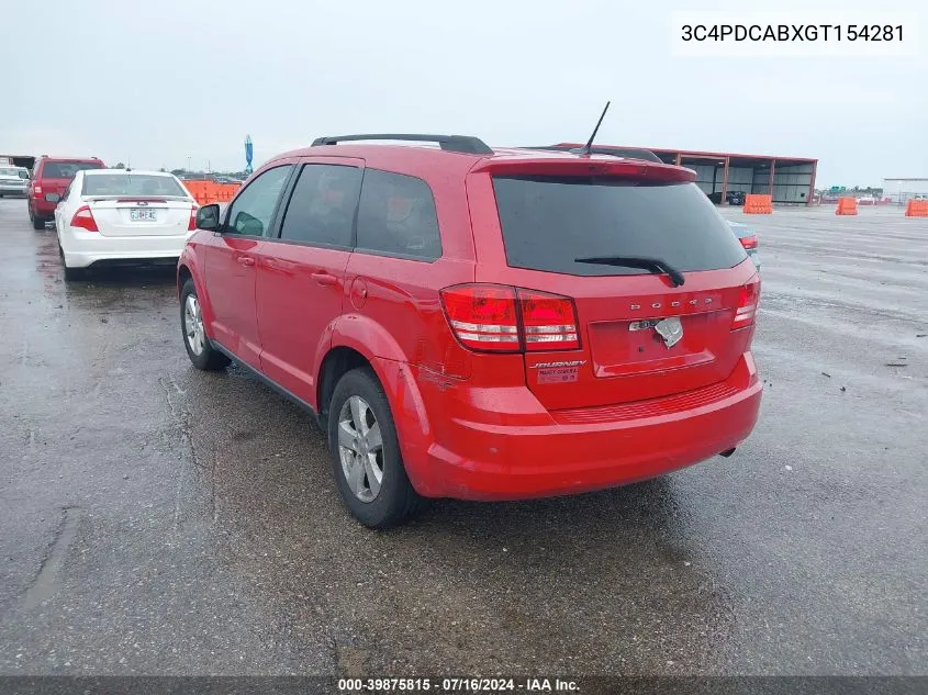 2016 Dodge Journey Se VIN: 3C4PDCABXGT154281 Lot: 39875815