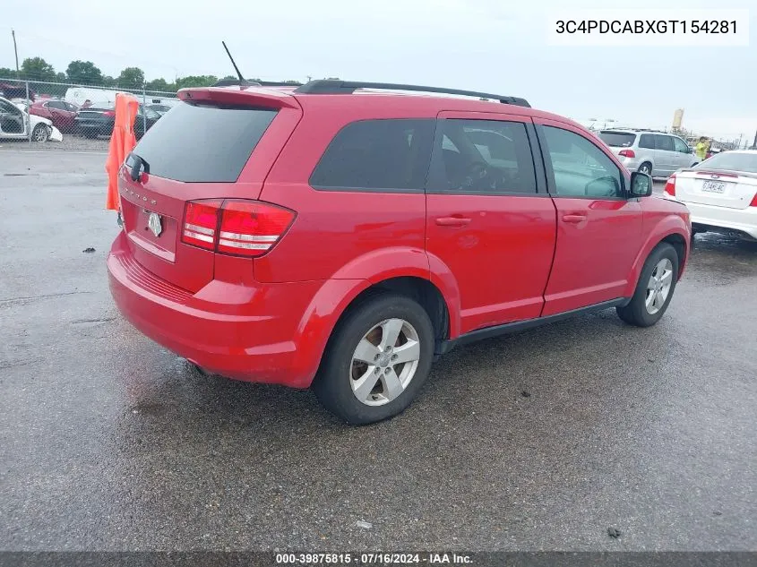 2016 Dodge Journey Se VIN: 3C4PDCABXGT154281 Lot: 39875815