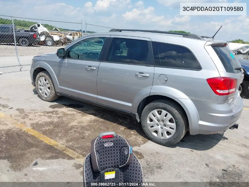 2016 Dodge Journey Se VIN: 3C4PDDAG2GT109580 Lot: 39882723