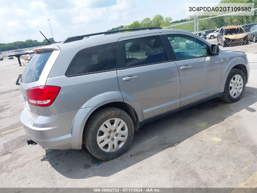 2016 Dodge Journey Se VIN: 3C4PDDAG2GT109580 Lot: 39882723