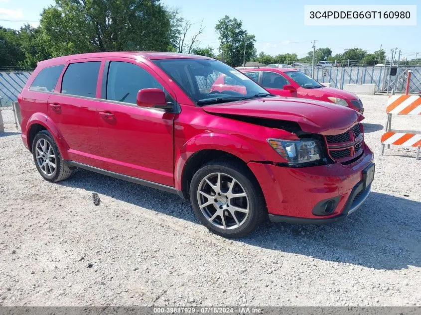 2016 Dodge Journey R/T VIN: 3C4PDDEG6GT160980 Lot: 39887929