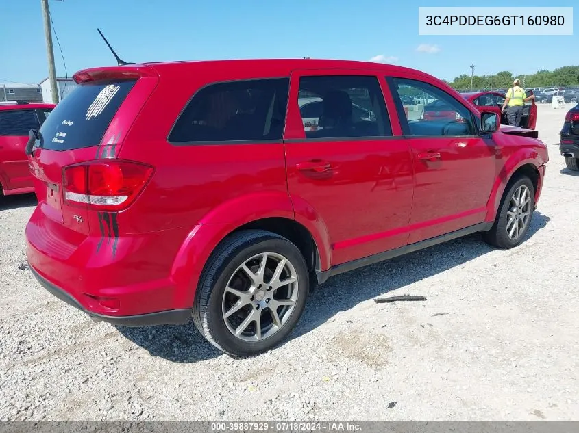 2016 Dodge Journey R/T VIN: 3C4PDDEG6GT160980 Lot: 39887929