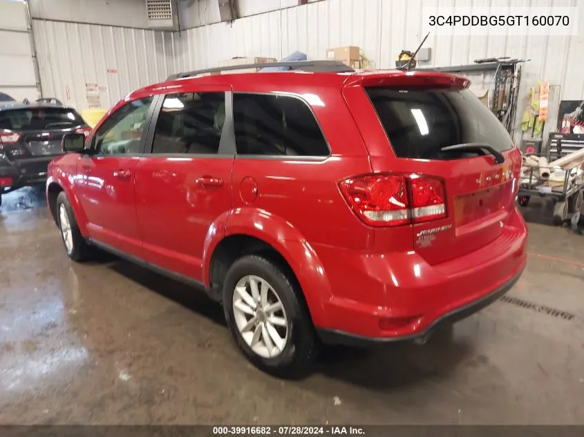 2016 Dodge Journey Sxt VIN: 3C4PDDBG5GT160070 Lot: 39916682