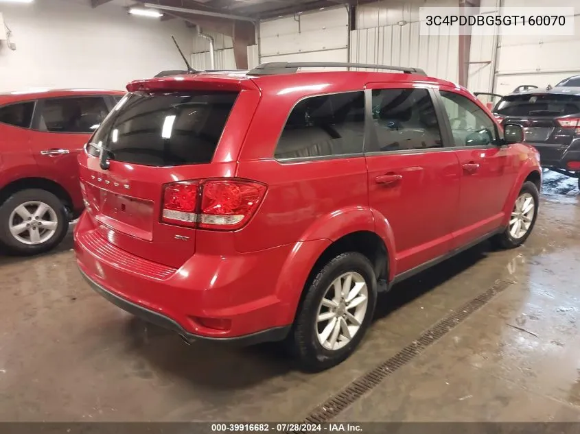 2016 Dodge Journey Sxt VIN: 3C4PDDBG5GT160070 Lot: 39916682