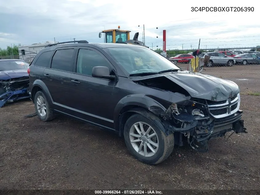 2016 Dodge Journey Sxt VIN: 3C4PDCBGXGT206390 Lot: 39966264