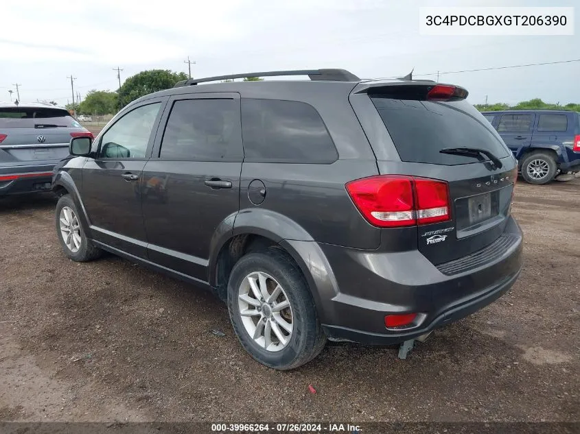 2016 Dodge Journey Sxt VIN: 3C4PDCBGXGT206390 Lot: 39966264