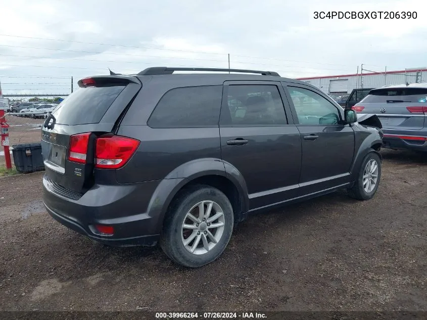 2016 Dodge Journey Sxt VIN: 3C4PDCBGXGT206390 Lot: 39966264