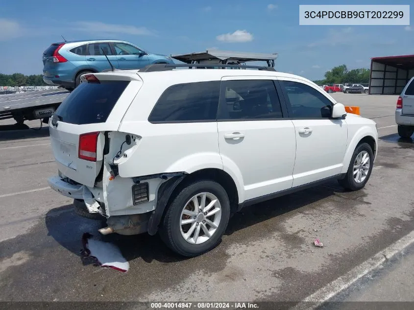 2016 Dodge Journey Sxt VIN: 3C4PDCBB9GT202299 Lot: 40014947