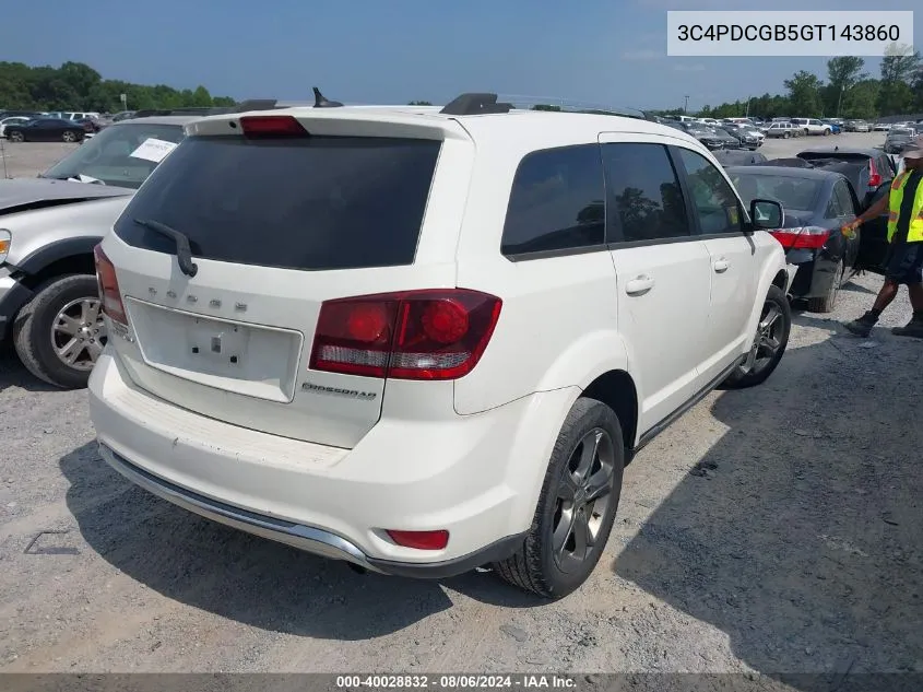 2016 Dodge Journey Crossroad Plus VIN: 3C4PDCGB5GT143860 Lot: 40028832