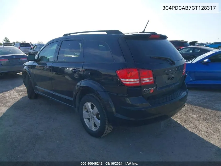 2016 Dodge Journey Se VIN: 3C4PDCAB7GT128317 Lot: 40046242