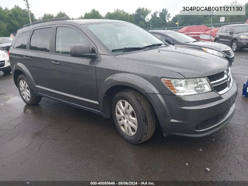 2016 Dodge Journey Se VIN: 3C4PDCAB0GT121130 Lot: 40050646