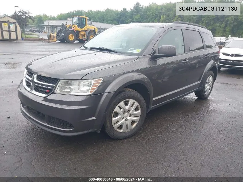 2016 Dodge Journey Se VIN: 3C4PDCAB0GT121130 Lot: 40050646