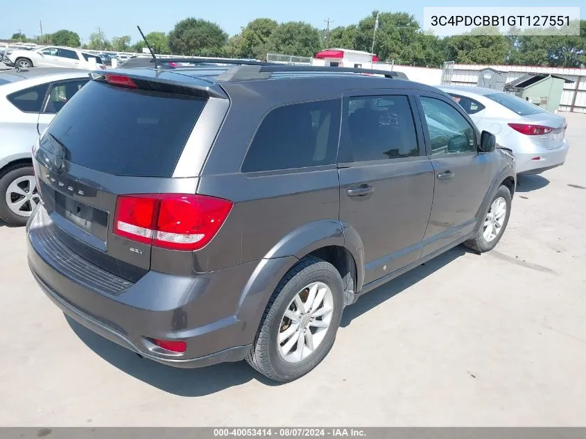 2016 Dodge Journey Sxt VIN: 3C4PDCBB1GT127551 Lot: 40053414