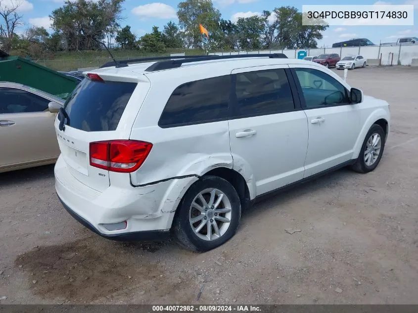 2016 Dodge Journey Sxt VIN: 3C4PDCBB9GT174830 Lot: 40072982