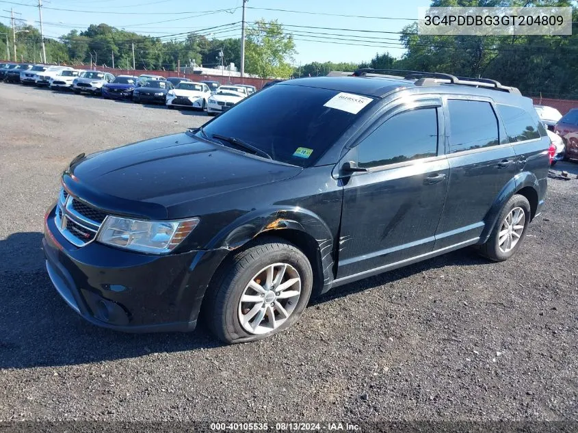 2016 Dodge Journey Sxt VIN: 3C4PDDBG3GT204809 Lot: 40105535