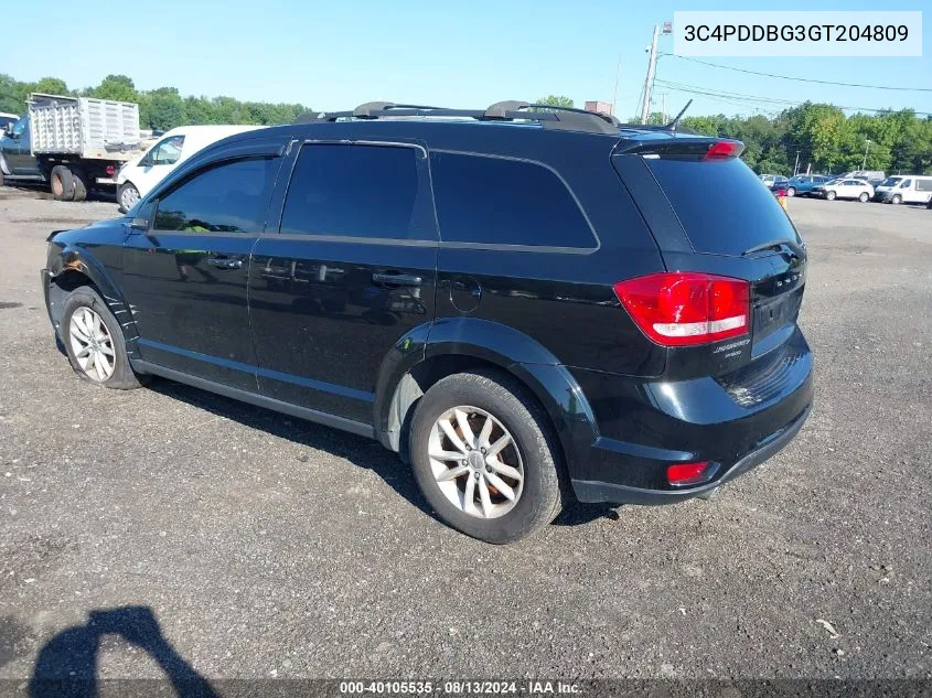 2016 Dodge Journey Sxt VIN: 3C4PDDBG3GT204809 Lot: 40105535