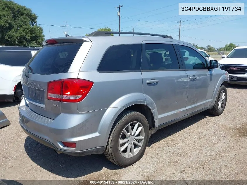 2016 Dodge Journey Sxt VIN: 3C4PDCBBXGT191734 Lot: 40154159